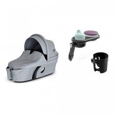 Люлька Stokke XPLORY V6, Grey Melange с подстаканником и столиком-подносом, серый
