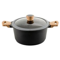 Кастрюля GIPFEL OLIVER 6,49 л, черный/коричневый/серебристый