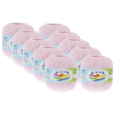Пряжа Alpina Lily, 100 % хлопок, 50 г, 175 м, 10 шт., №004 розовый
