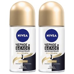 Nivea антиперспирант, ролик, Черное и Белое Невидимый Гладкий шелк, 2 шт, 50 мл