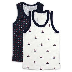 Майка Веселый Малыш размер 86, темно-синий/белый