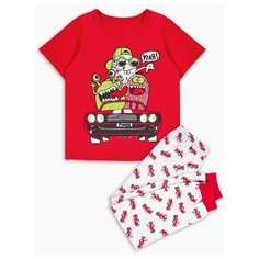 Пижама Веселый Малыш размер 110, красный/серый