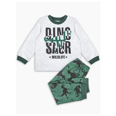 Пижама Веселый Малыш размер 110, серый/зеленый