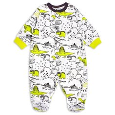 Комбинезон Веселый Малыш размер 68, серый/желтый/динозаврик