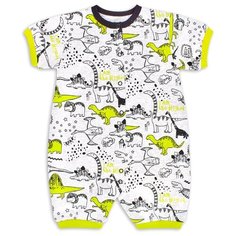 Комбинезон Веселый Малыш размер 68, серый/желтый/динозаврик
