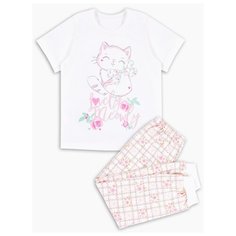 Пижама Веселый Малыш размер 92, белый/розовый