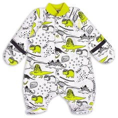 Комбинезон Веселый Малыш размер 62, серый/желтый/динозаврик