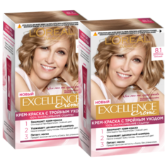 LOreal Paris Excellence стойкая крем-краска для волос 2 шт, 8.1 светло-русый пепельный