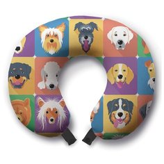 Подушка для шеи Ambesonne Лающие друзья, разноцветный
