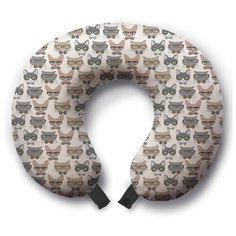 Подушка для шеи Ambesonne Умные котики, бежевый