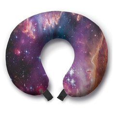 Подушка для шеи Ambesonne Звездный космос, фиолетовый/синий/оранжевый