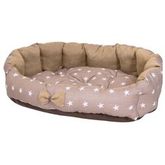 Лежак для собак и кошек HutPets MiniCot M 70х50 см coffee stars