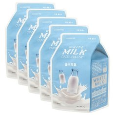 APIEU Маска тканевая с молочными протеинами и экстрактом алоэ White Milk One-Pack, 21 г, 5 шт.