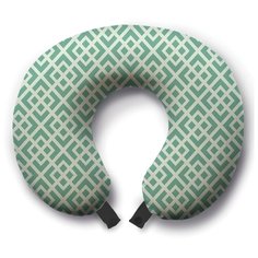 Подушка для шеи Ambesonne Квадраты и линии, зеленый/серый