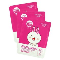 BioAqua Animal Face Hare Увлажняющая маска с экстрактом сакуры и алоэ вера, 30 г, 3 шт.