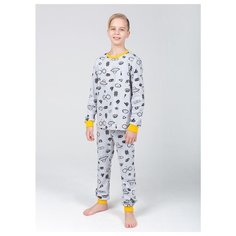 Пижама Paprika размер 122-128, светло-серый/черный/желтый