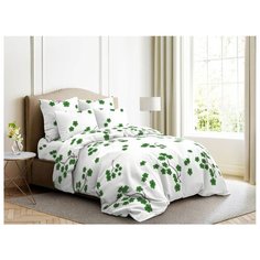 Постельное белье 2-спальное с евро простыней Ночь Нежна Зигзаг удачи 50 х 70 см бязь белый/зеленый