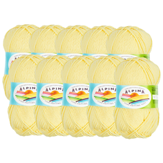 Пряжа Alpina Nana, 70 % хлопок, 30 % полиамид, 50 г, 105 м, 10 шт., 05 св.желтый