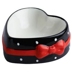 Миска Пижон керамическая с бантиком 393 150 мл черный/красный