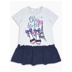 Платье Веселый Малыш размер 122, серый/синий