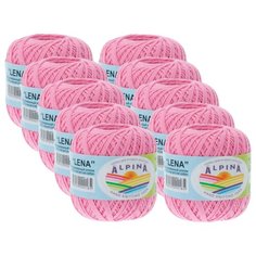 Пряжа Alpina Lena, 100 % хлопок, 50 г, 280 м, 10 шт., №25 розовый