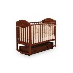 Кроватка ЛЕЛЬ (Кубаньлесстрой) Камелия АБ 23.4 (качалка), универсальный маятник темный орех