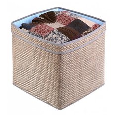 CASY HOME Корзина ВА-041, 30х30х30 см бежевый/синий