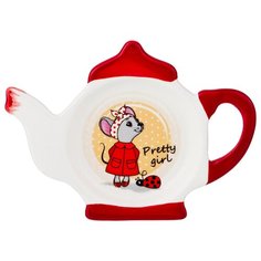 Подставка для чайных пакетиков Agness Литл Маус 358-1492 белый/красный/желтый