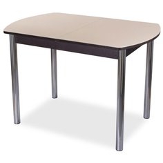 Стол Домотека Танго ПО 02, раскладной, ДхШ: 110 х 70 см, длина в разложенном виде: 147 см, ВН ст-крем венге/крем 02 хром