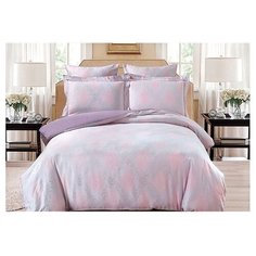 Постельное белье евростандарт Cleo Soft Cotton Лен 006-SC, сатин-жаккард фиолетовый