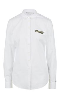 Белая хлопковая рубашка с декоративной нашивкой Tommy Hilfiger