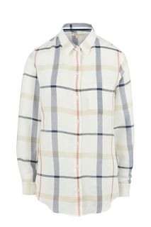 Белая хлопковая рубашка в клетку Barbour