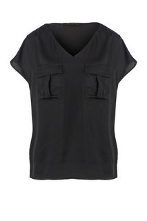 Черная блуза с нагрудными карманами Love Republic