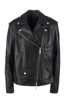 Черная куртка из экокожи с косой молнией Armani Exchange