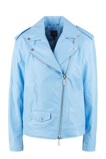Голубая куртка из экокожи с косой молнией Armani Exchange
