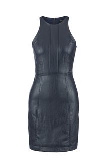 Короткое синее платье из экокожи Armani Exchange