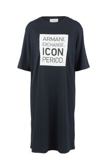 Платье-футболка из хлопка с принтом Armani Exchange