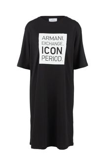 Платье-футболка из хлопка с принтом Armani Exchange