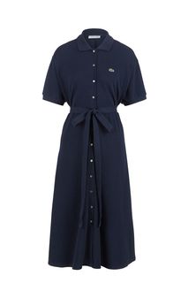Синее платье из хлопка с поясом Lacoste