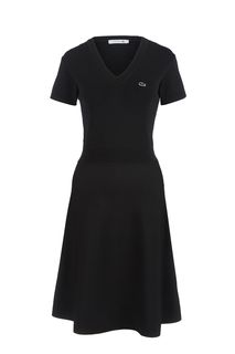 Черное трикотажное платье с короткими рукавами Lacoste