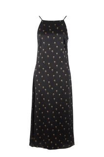 Черное платье из вискозы на бретелях Love Republic