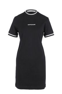 Черное хлопковое платье-футболка Calvin Klein Jeans