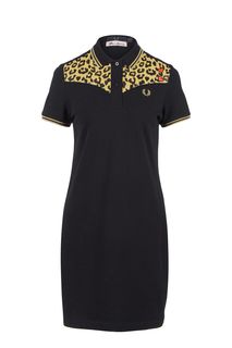 Черное трикотажное платье с отложным воротником Fred Perry x Amy Winehouse Foundation