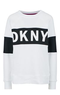 Белый свитшот с логотипом бренда Dkny