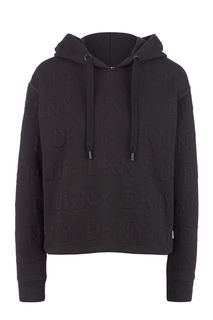 Черная толстовка с монограммой бренда Dkny