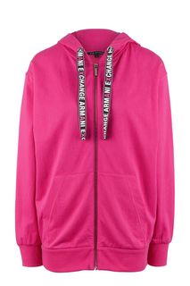 Хлопковая толстовка розового цвета с капюшоном Armani Exchange