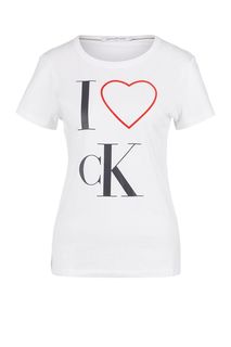 Хлопковая футболка с декоративным принтом Calvin Klein Jeans