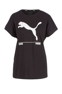 Черная хлопковая футболка с принтом Puma