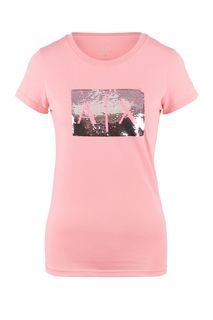 Розовая хлопковая футболка с отделкой пайетками Armani Exchange