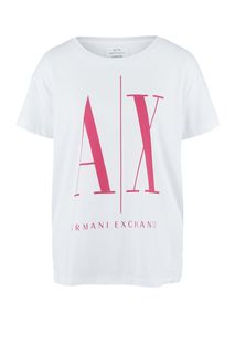 Белая хлопковая футболка оверсайз Armani Exchange